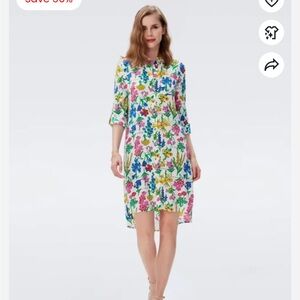 DIANE VON FURSTENBERG Floral Prita Shirt Dress Womens Medium